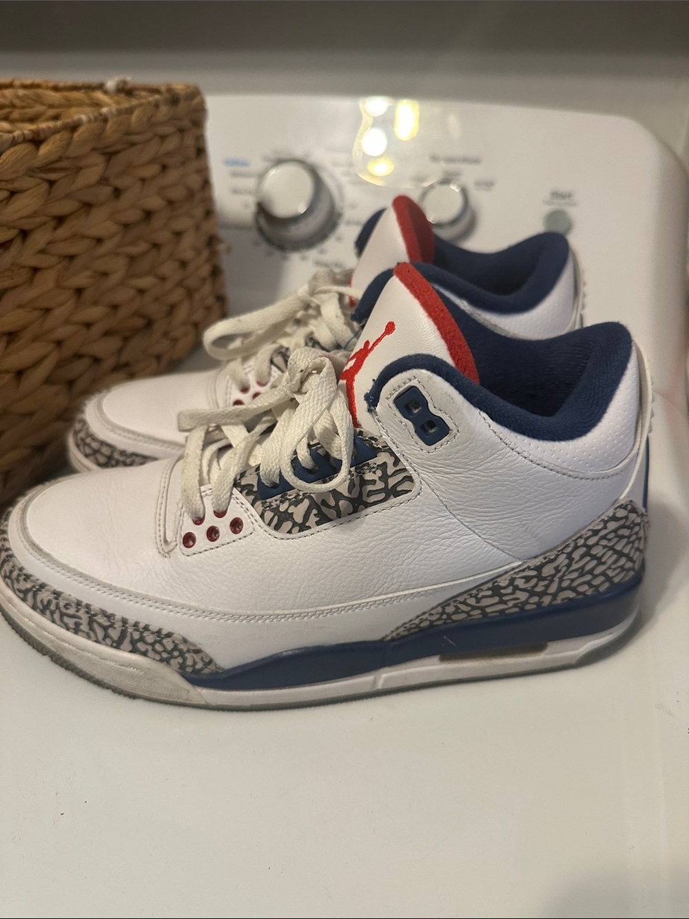 Nike Kids White/Blue/Red Retro 3 Sneakers